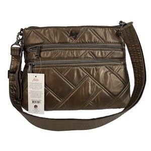 Lug Dazzle Crossbody Wristlet Purse Bag Metallic Espresso Brown, New